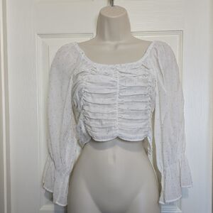 Zara White Ruched Blouse